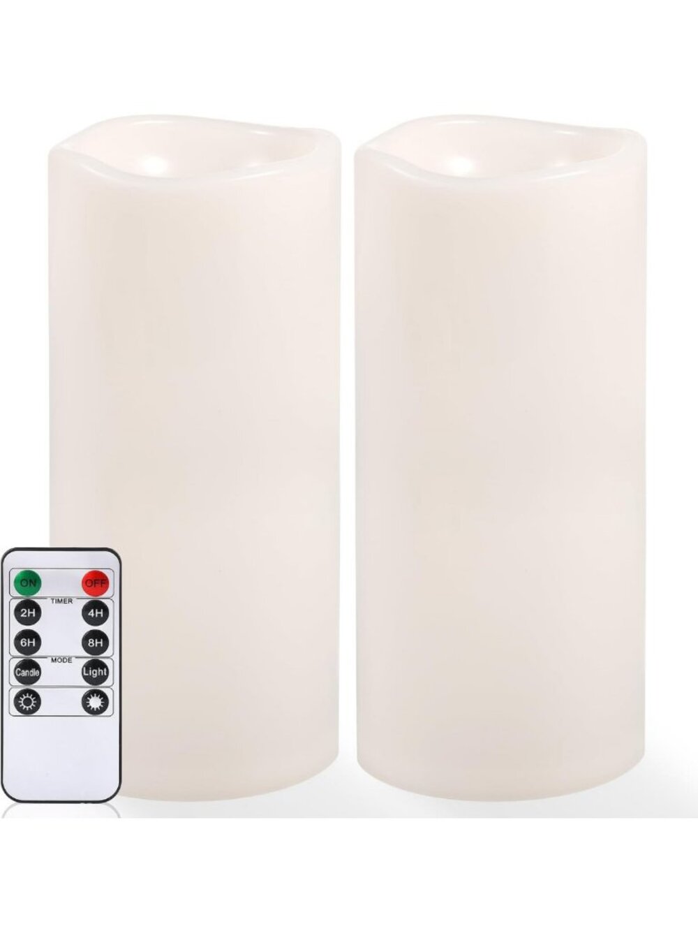 Set of 2 Waterproof LED Flameless Candles - 12” Pillar with Timer & Remote for
